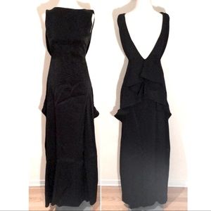 Acqua Studio Dress Maxi Gown Long Draped Plunge V Back Sleeveless Formal Size 4